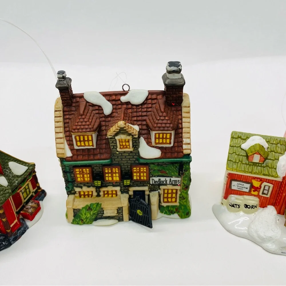 Department 56 Christmas Village Lot of 3 Ornament Dedlock Arms Santa Tower Barn
